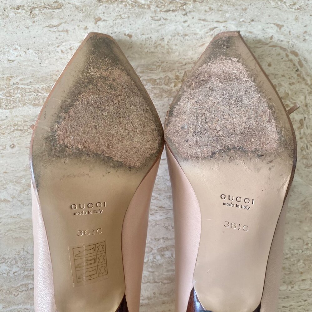 Vintage Gucci Ruched Leather Bow Pumps - Picture 9 of 10